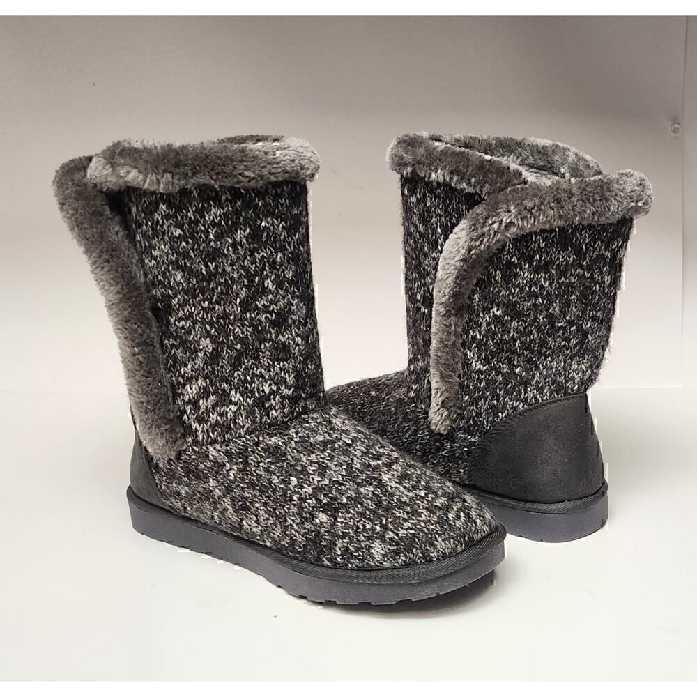 Pop Women's Sweater Boots Winter Heather Gray Faux Fur Lined Size 10